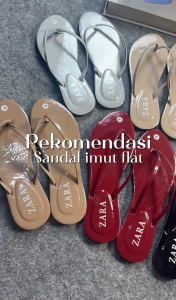 Sandal Cewek Zaraa Model Japit Size 36-40 Sendal Flat Teplek Rumahan