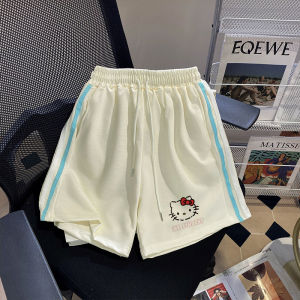 สบายๆสไตล์ญี่ปุ่นกางเกงขาสั้นสตรีฤดูร้อนใหม่มาถึงอเนกประสงค์เอวสูงขากว้าง Pocketed กางเกงขาตรงสําหรับหญิงสาว