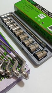 Paket Perkakas Kunci Shock Sok Set 8 Sampai 24 mm 10 Pcs 1/2 6pt Victory + Kunci Ring Pas 1 Set Lengkap Fukung / kunci bengkel tekiro full set