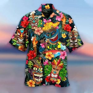 2023 Summer Loose Breathable 3d Print Trendy Cool Fashion Hawaiian Shirts Beach Party Tops Short Sleeves Summer Mens Shirts 6XL