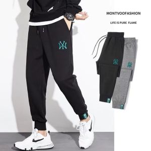 Mens Loose Fit Cotton Sports Pants Drawstring Elastic Waist Casual Sweatpants Youth Trendy Spring Summer Lightweight Wear Resistant
