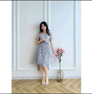 Dress Pesta Natal Gaun Kondangan Mewah Dress Anggun Vina Pakaian Wanita Elegan zh