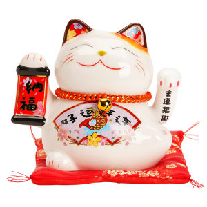Mini Ceramic Wave Hand Fortune Cat Decorative Figurine Office Home Decoration Ceramic Creative Decor Ideal for Shop Opening