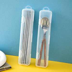 Portable Transparent Tableware Box Travel Flatware Storage Box With Flip Cover Dustproof Chopsticks Forks Spoon Cutlery Case