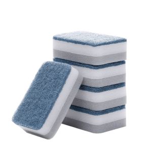 5PCS Sponge Rub Black Dish Sponge Scouring Pad Kitchen Cleaning Sponge Wiping Loofah Household Merchandises Cleaning Brushes