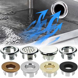 4PCS Bathroom Kitchen Basin Sink Overflow Cover Ring Insert Replacement Chrome Hole Round Drain Cap Basin Accessory