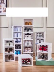 SHIDAI Sneaker Shoe Boxes พลาสติกใส กล่องกล่องใส่รองท้า พับได้ ป้องกันความชื้นและฝุ่น โปร่งใสมองเห็น