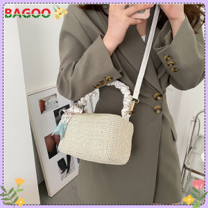 Túi Đeo Chéo Vai Dệt Rơm Sang Trọng Túi Tote Xếp Ly Khăn Lụa Cho Nữ Túi Xách Messenger