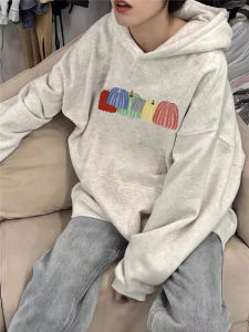 Pure Cotton American Retro Oversize Grey Hoodie Womens Autumn 2024 New Korean Style Lazy Coat Comfortable Loose Fit Long Sleeve
