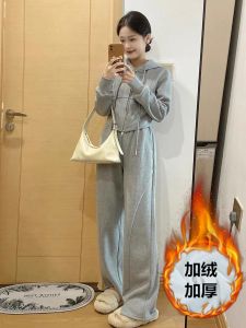 Premium Feel Sportswear Set Womens Spring Autumn Loose Slimming Korean Fashion Pure Cotton Sweatshirt Casual Two-piece Set Running