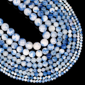 Natural Stone 4-10mm Blue White Persian Jade Round Loose Spacer Beads for Jewelry Making DIY Bracelets Earring Accessories
