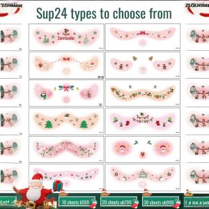 🎄💕Original💕12 pictures/set【Christmas Decorations】 Christmas face stickers/Christmas party tattoo stickers/face