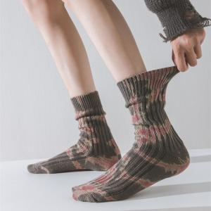 Trendy Ombre Dyed Cityboy Mid-Calf Socks American Streetwear Skateboard Thickened Couples Socks Moisture Wicking Combed Cotton