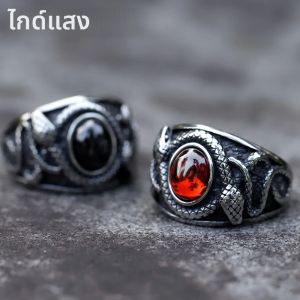 2022 ใหม่ผู้ชาย 316LแหวนสแตนเลสVINTAGEงูZirconสําหรับวัยรุ่นPunkแฟชั่นสัตว์เครื่องประดับของขวัญจัดส่งฟรี