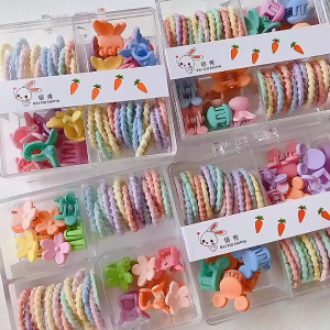 (Baolikai) 55pcs Childrens girls hairpin hair ring set Ponytail Rubber Band & mini hair clip set