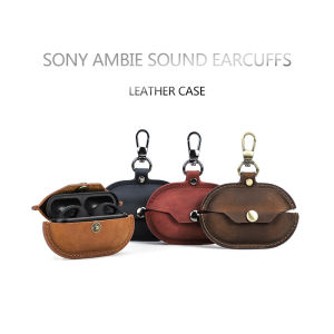 Genuine Leather Case for Ambie Sound Earcuffs Shockproof Cover For Earphone Charging Box Retro Case