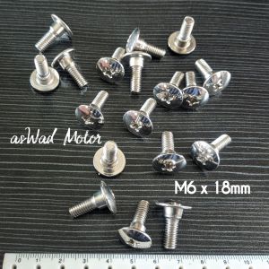 (10pcs) Baut Body Supra Chrome M6x18mm / Baut Dek Baut Cover Body Honda Supra M6 panjang 18mm