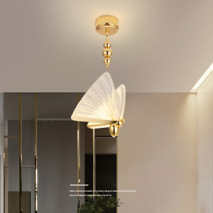 Modern Simple Butterfly Shape LED Passage Lamp Hall Entrance Light Balcony Small Pendant Lamp Iron Art Lighting Decor