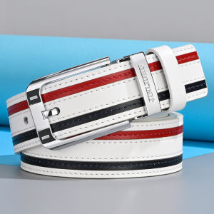 เข็มขัดกอล์ฟหนังแท้ รุ่น Golden Six Fox สำหรับผู้ชายและผู้หญิง ปิดด้วยหัวเข็มขัดแบบเข็ม สไตล์ลำลอง เข็มขัดแฟชั่นสำหรับทุกวัย