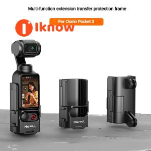 I know Multi-Functional Extension Adapter Protective Frame for Osmo Pocket 3 - Extended Handle with Cold Shoe Mount Adapter
