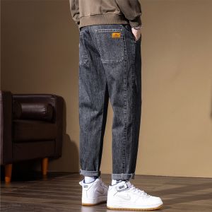 ROMON | Romon Thickened Fleece Lined Loose Straight Leg Jeans Mens Casual Warm Elastic Winter Long Trousers Trendy Brand Youth Popular
