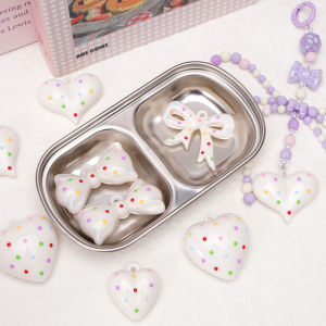 จี้รูปหัวใจลายผูกโบว์จุดอะคริลิคขนาด2มม./2.5มม. สำหรับสร้อยข้อมือสร้อยคอแบบทำมือวัสดุทำเครื่องประดับต่างหู