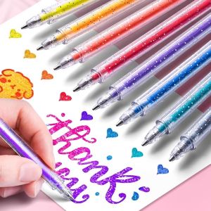 18/48pcs Glitter Gel Pens Metallic Shine Sparkling Sequins 48 Colors Ballpoint Pens for Adult Coloring Books and Drawing