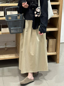 Khaki Workwear A-Line Umbrella Skirt High Waist Spring Summer New Style plus Size Pear-Shaped Body Cover Hips Female Casual Dresses