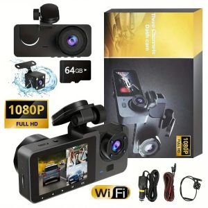 Camera Hành Trình 3 Kênh 1080P Tích Hợp WiFi Ghi Hình DVR Với Camera Lùi Tầm Nhìn Ban Đêm Hộp Đen Phụ Kiện Cho Xe Cộ