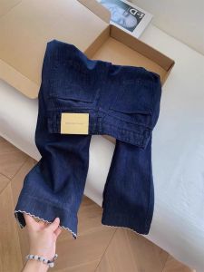 Quần Jeans Denim Xanh Đậm Cạp Cao Quần Ống Rộng Thẳng Mùa Hè Mới Quần Jeans Denim Cạp Cao Ôm Dáng Cỡ Lớn
