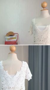 เดรสลูกไม้คอวีสุดหรูสไตล์โบฮีเมียน เดรสลูกไม้ถักคอวีลุคคุณหนู