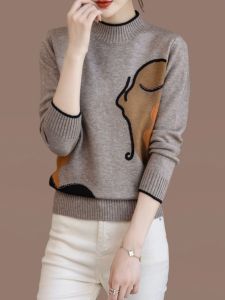 Autumn and Winter Wear: Half Turtleneck Cashmere Sweater & Women's Loose Knitting Shirt