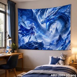 VIKAMA Màu Xanh Mát Mẻ Galaxy Anime Girl Tấm Thảm Thẩm Mỹ Giả Tưởng Hoạt Hình Nghệ Thuật Treo Tường Dành Cho Tuổi Teen Ký Túc Xá Phòng Ngủ Otaku Trang Trí Nhà Polyester