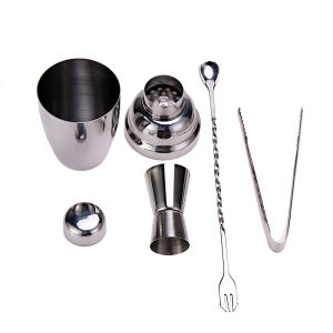 【UEB】4PCS เครื่องปั่นค็อกเทลเครื่องมือ Barware เครื่องมือสแตนเลสน้ำหนักเบา Profission Cocktail Shaker Set พกพาพร้อม Jigger สำหรับ Bartender Supplies