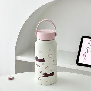 Cute Dachshund Design Large Capacity Portable Aesthetic Thermos