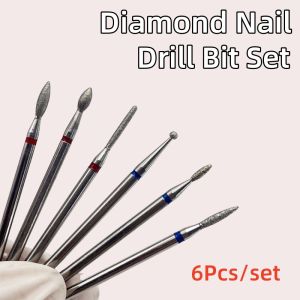 6Pcs/set Diamond Cuticle Clean Nail Drill Bits Set-Safety Rotary Carbide for Russian Manicure Ideal for Cuticle Nail Art Tools
