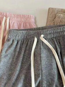 Milky White Towel Glutinous Rice Knitting Loose Pants Female Spring Fall and Winter Casual Straight-Leg Mop Smoke Tube Soft Glutinous Draped Pants