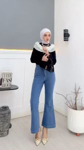 Celana Jeans Wanita Cutbray Gytha Highwaist Kancing Stretch Premium Terbaru Kekinian