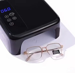 PL-ARPT005 Kacamata Lensa Photocromic Anti Radiasi Wanita Kacamata Bingkai Kotak Titanium Anti UV 2 In 1 Fotocromic