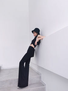 High Waist Flared Pants Elastic Acetate One Piece Summer Slimming Long Leg Shaping Capri Pants Original Style Casual Trousers