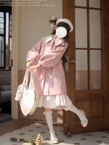 Original Doll Sense Walnut JK Bella Cute Doll Collar Dress Long Sleeve Sweet Style Mid-Length Coat Button Closure Winter Outfit