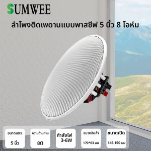 ลําโพงติดเพดานความเที่ยงตรงสูง 5 นิ้วที่สมบูรณ์แบบสําหรับห้องนั่งเล่นสํานักงานห้องน้ําลําโพงแบบพาสซีฟคุณภาพเสียงสูงเพลงพื้นหลัง