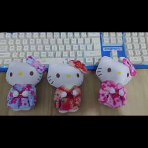 LDCX | Kimono Kitty Plush Bag Charm Cute Stuffed Doll Keychain Kawaii Soft Toy Pendant Girls Sweet‑style Key Holder My Melody
