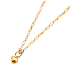 Lokaer Stainless Steel Romantic Heart Natural Shell Pendant Necklace for Women Fashion Chain Rust Proof Golden Jewelry N23089