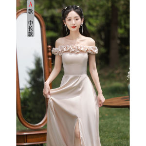 Váy Cưới Sang Trọng Thanh Lịch Cho Cô Dâu Váy Dự Tiệc Cưới Cho Chị Em Váy Dạ Hội Satin Mùa Hè Thường Ngày Có Thể Mặc