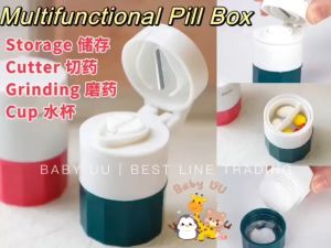 3in1 Multifunctional Mini Travel Portable Medicine Box Cutter Grinder Kotak Ubat Kecil PemotongPengisar多功能迷你便携式药丸存储盒切药研磨