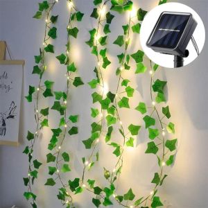Solar Light String Festoon แตงโมประดิษฐ์ใบเมเปิ้ลพลังงานแสงอาทิตย์ Garland โคมไฟสวนกลางแจ้งฤดูร้อนงานแต่งงานตกแต่ง