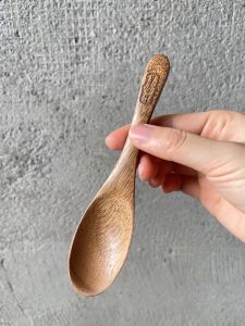 Lcliving Wood Spoon Eating Soup Stirring Spoon Drinking Soup Spoon Unpainted Home Use Wood Spoons for Everyone