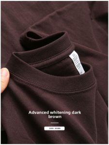 SUOSHE | Premium Heavyweight Cotton Short Sleeve T-shirt Summer Whitening Brown
