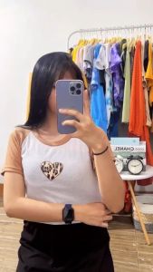 Crop Top Wanita LEOPARD Knit Rib